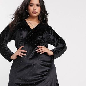 Velvet gold stud mini dress